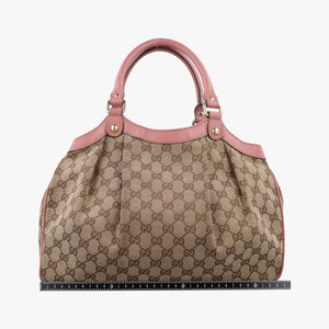 Pre-owned Gucci Sukey Beige × Brown × Pink canvas×leather 211944 handbag | stylenewstar