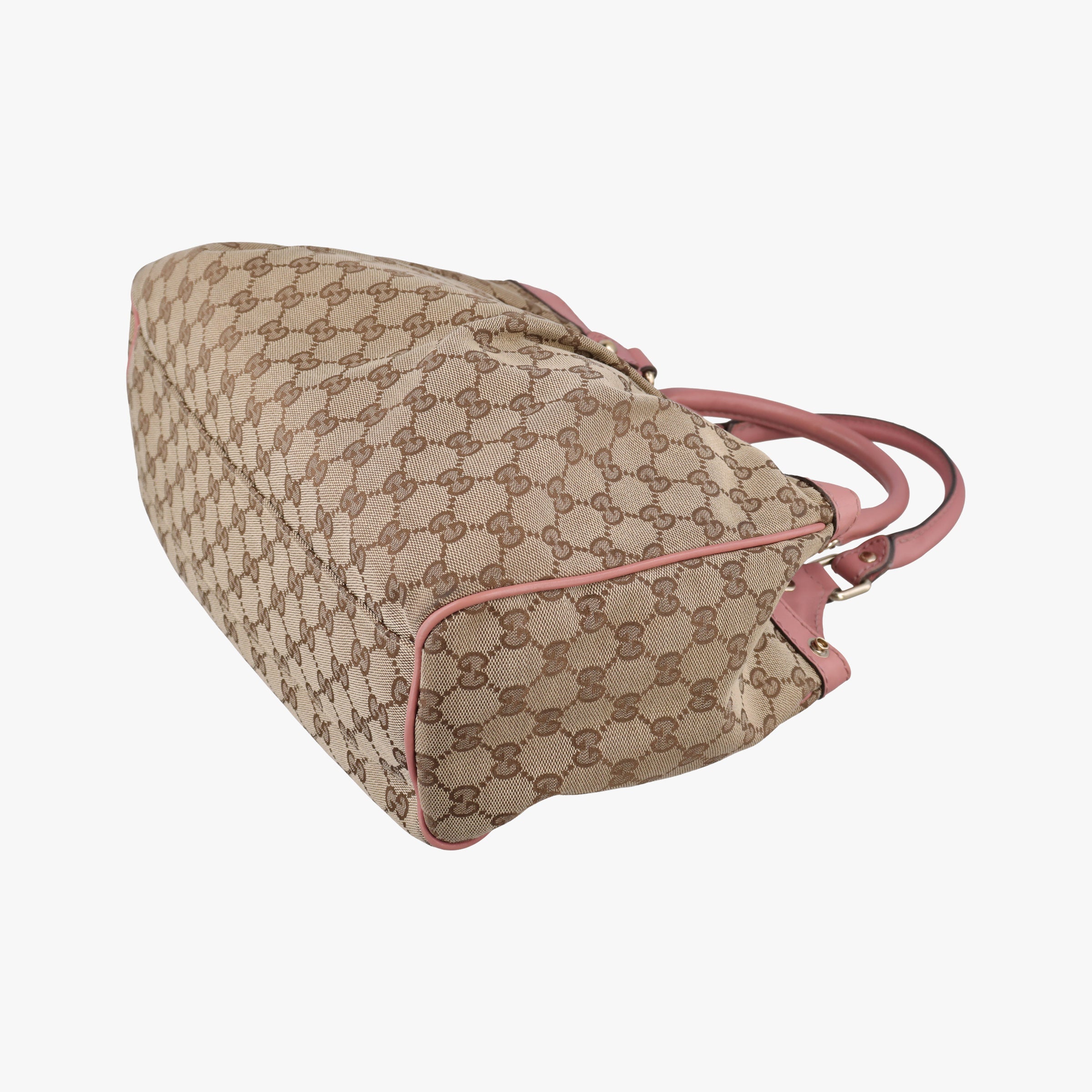 Pre-owned Gucci Sukey Beige × Brown × Pink canvas×leather 211944 handbag | stylenewstar