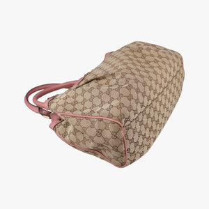 Pre-owned Gucci Sukey Beige × Brown × Pink canvas×leather 211944 handbag | stylenewstar