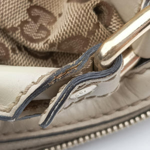 Pre-owned Gucci Sukey GUCCISSIMA Beige×White canvas×leather 223974 handbag | stylenewstar