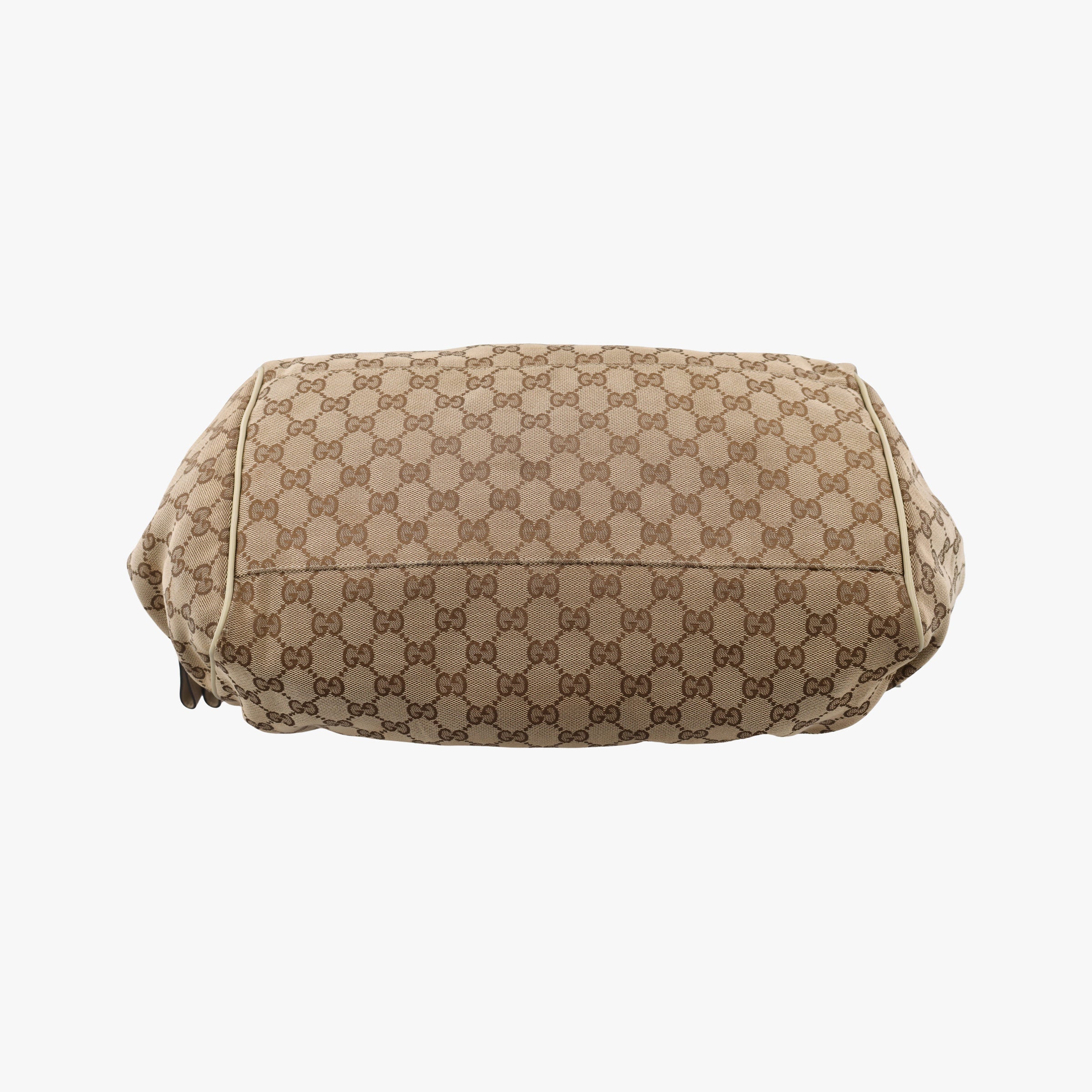 Pre-owned Gucci Sukey GUCCISSIMA Beige×White canvas×leather 223974 handbag | stylenewstar