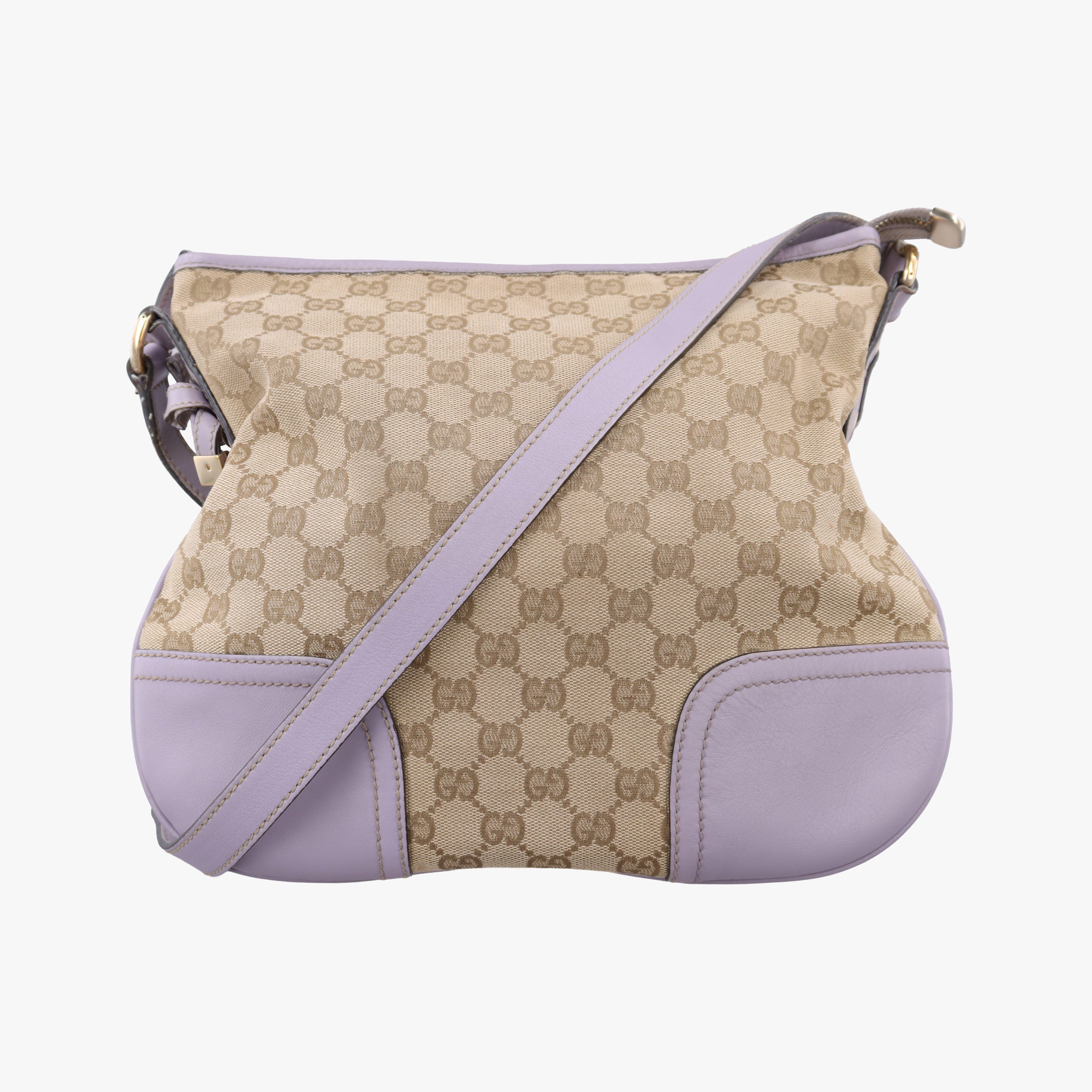Pre-owned Gucci Princy Purple × Beige Leather×Canvas 204939 shoulderbag | stylenewstar