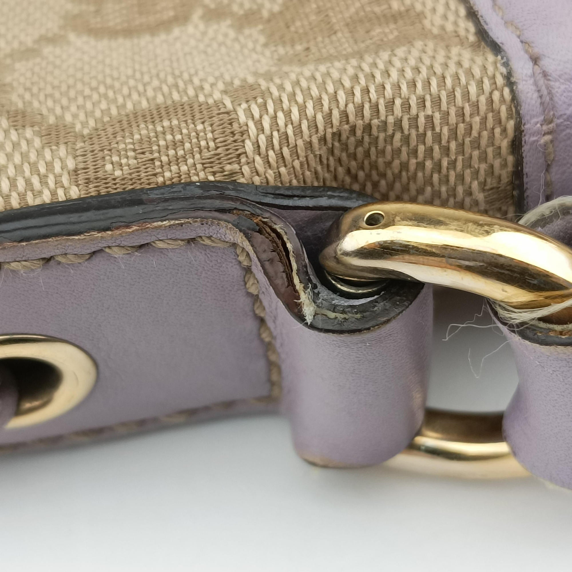 Pre-owned Gucci Princy Purple × Beige Leather×Canvas 204939 shoulderbag | stylenewstar