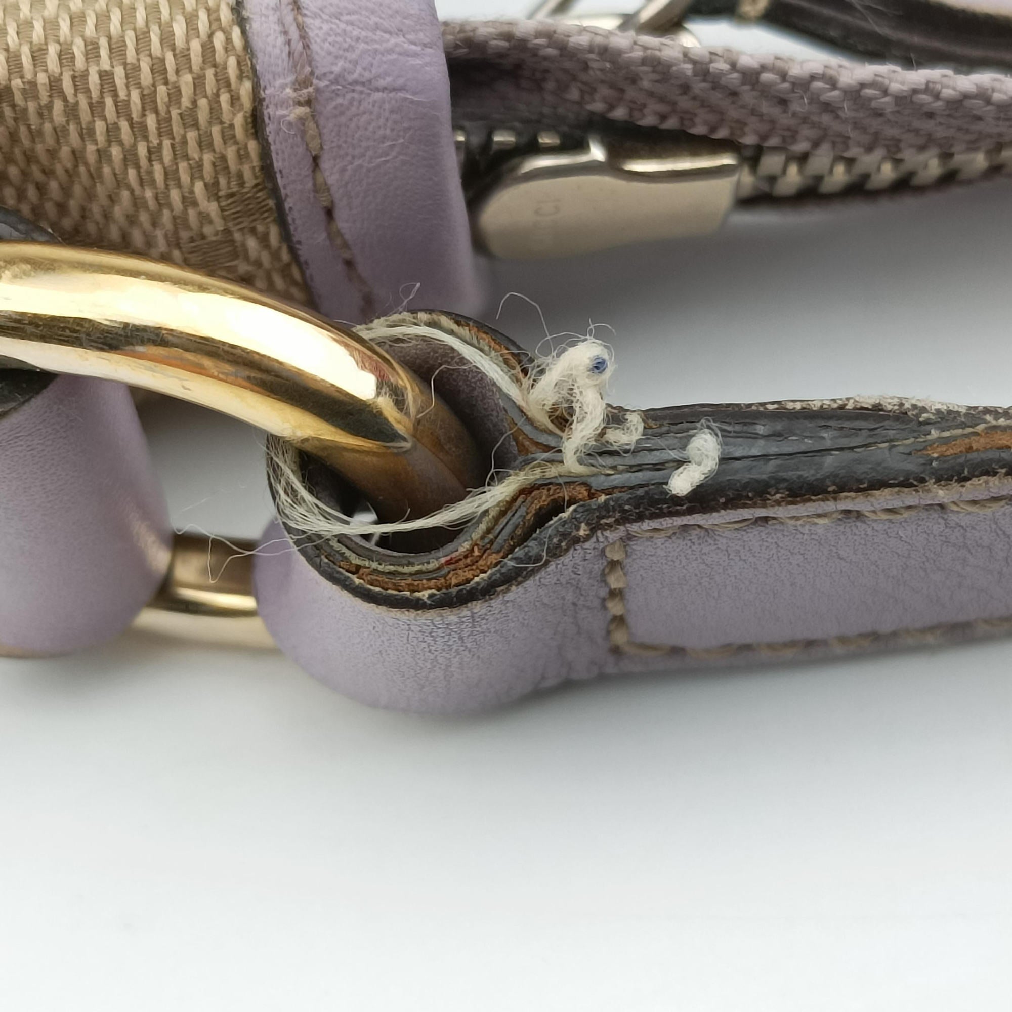 Pre-owned Gucci Princy Purple × Beige Leather×Canvas 204939 shoulderbag | stylenewstar