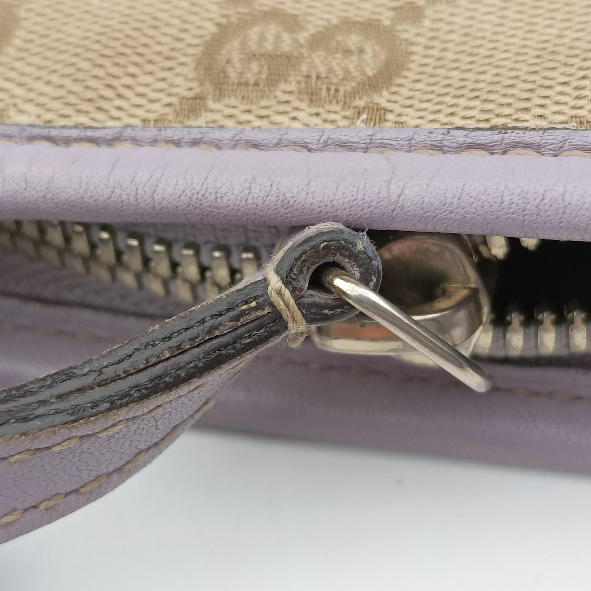 Pre-owned Gucci Princy Purple × Beige Leather×Canvas 204939 shoulderbag | stylenewstar