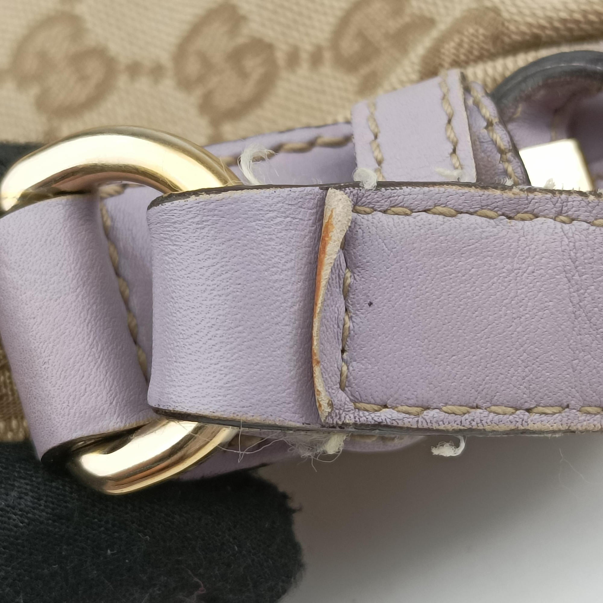 Pre-owned Gucci Princy Purple × Beige Leather×Canvas 204939 shoulderbag | stylenewstar