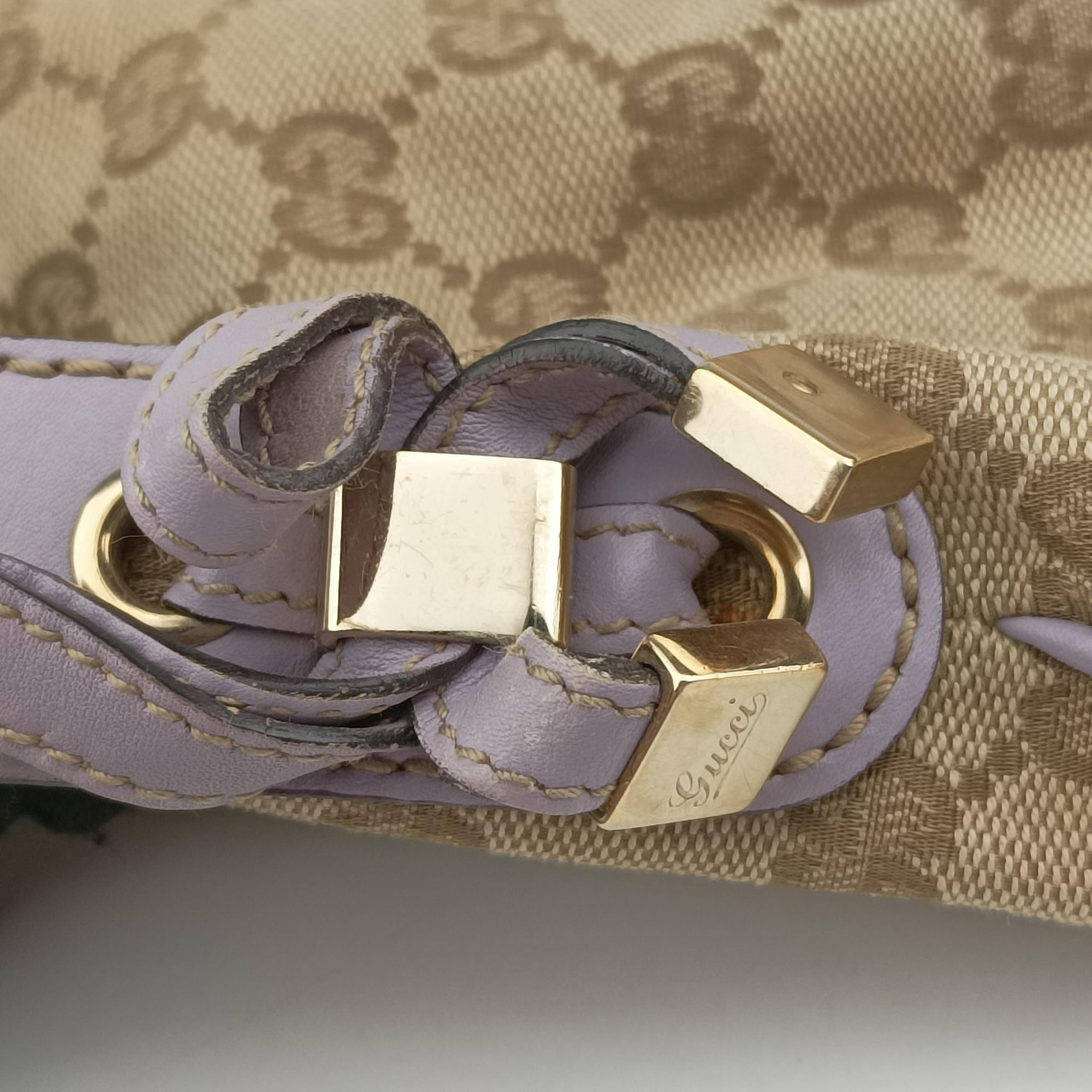 Pre-owned Gucci Princy Purple × Beige Leather×Canvas 204939 shoulderbag | stylenewstar