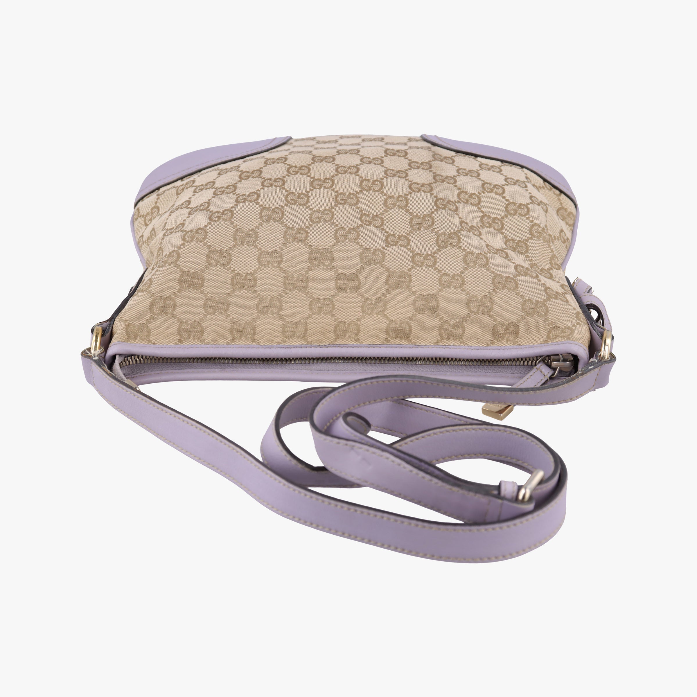 Pre-owned Gucci Princy Purple × Beige Leather×Canvas 204939 shoulderbag | stylenewstar