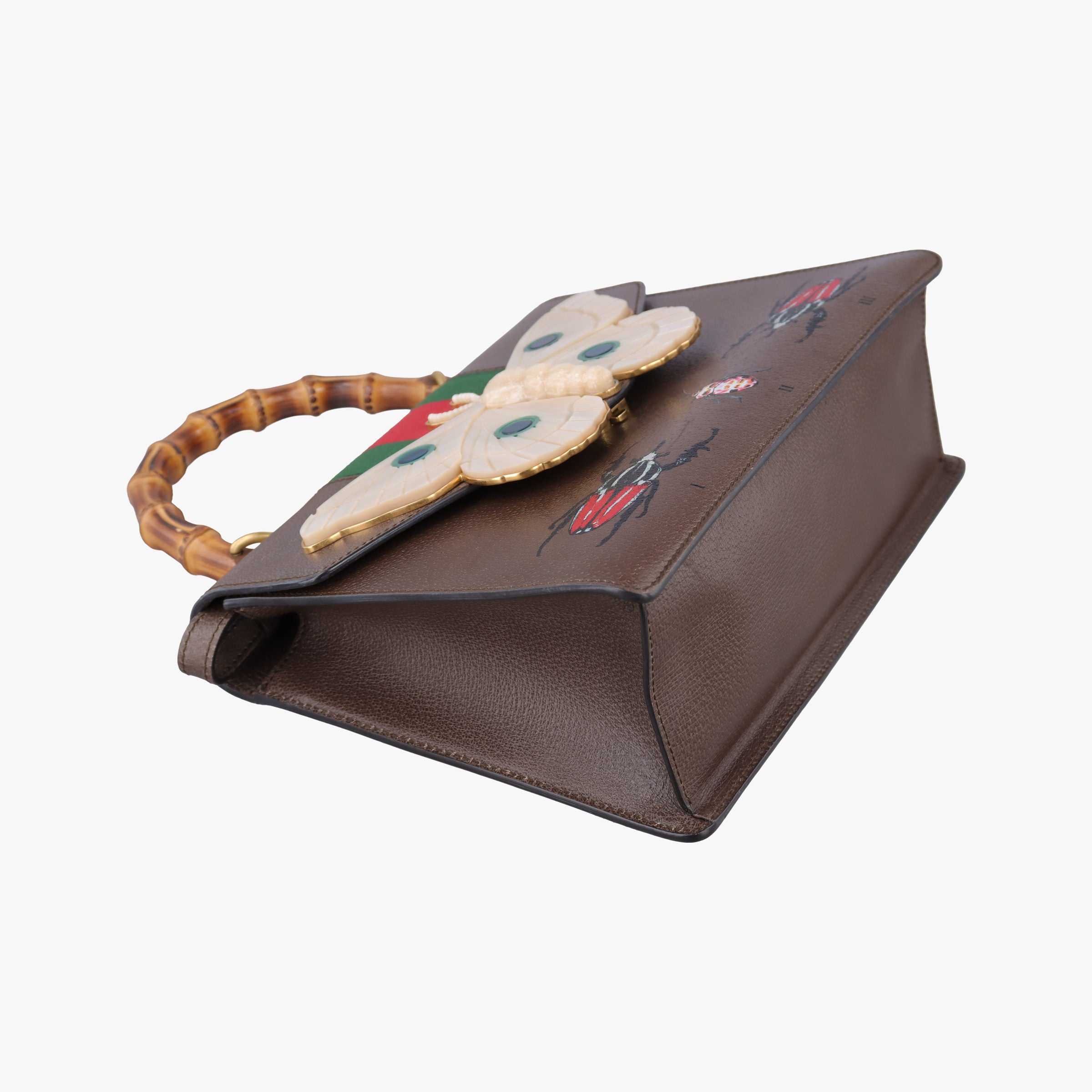 Pre-owned Gucci Bamboo Web butterfly Brown×Multicolour leather 488691 shoulderbag | stylenewstar