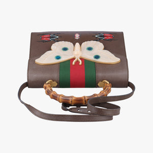 Pre-owned Gucci Bamboo Web butterfly Brown×Multicolour leather 488691 shoulderbag | stylenewstar