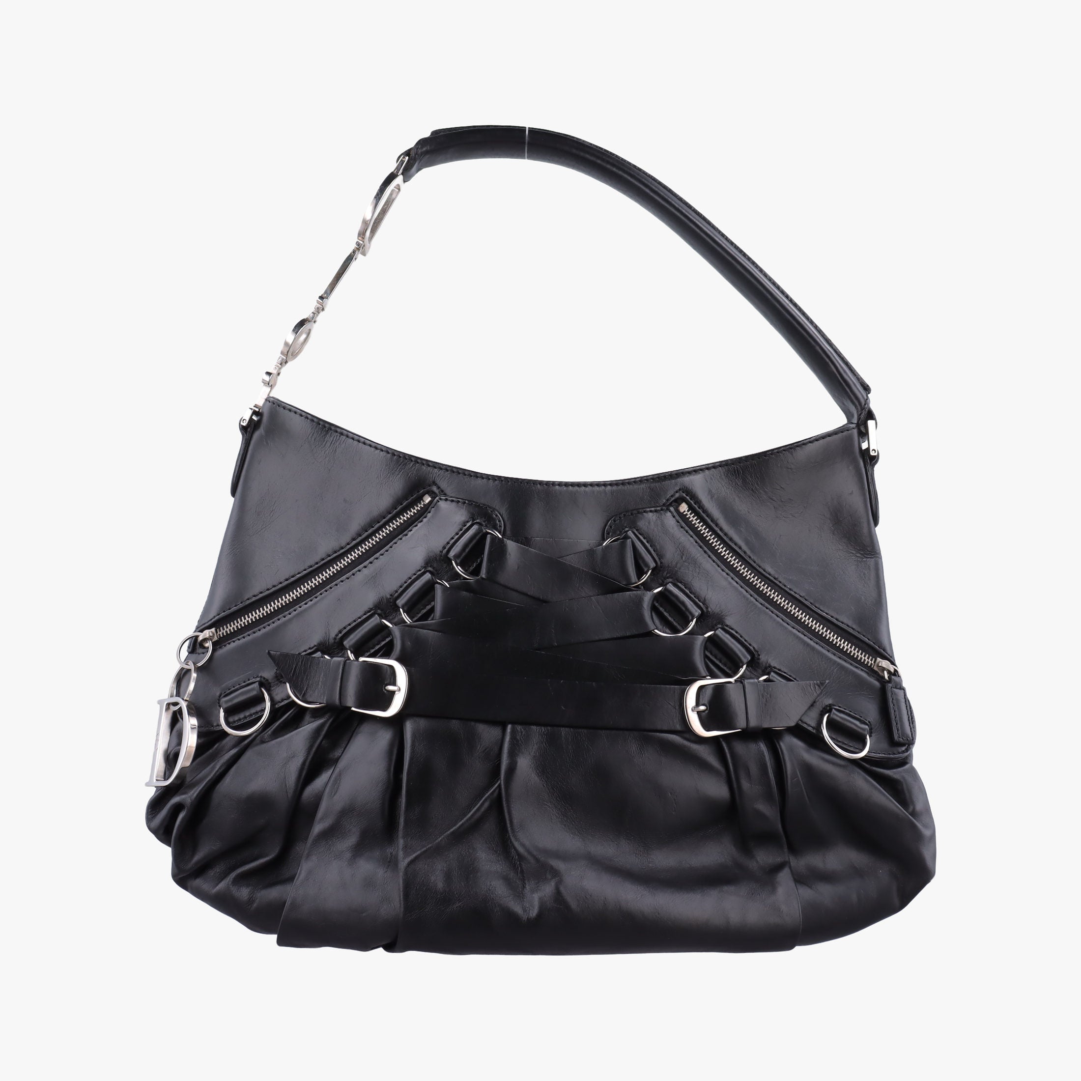 Pre-owned Christian Dior Corset Hobo Black Leather  handbag | stylenewstar
