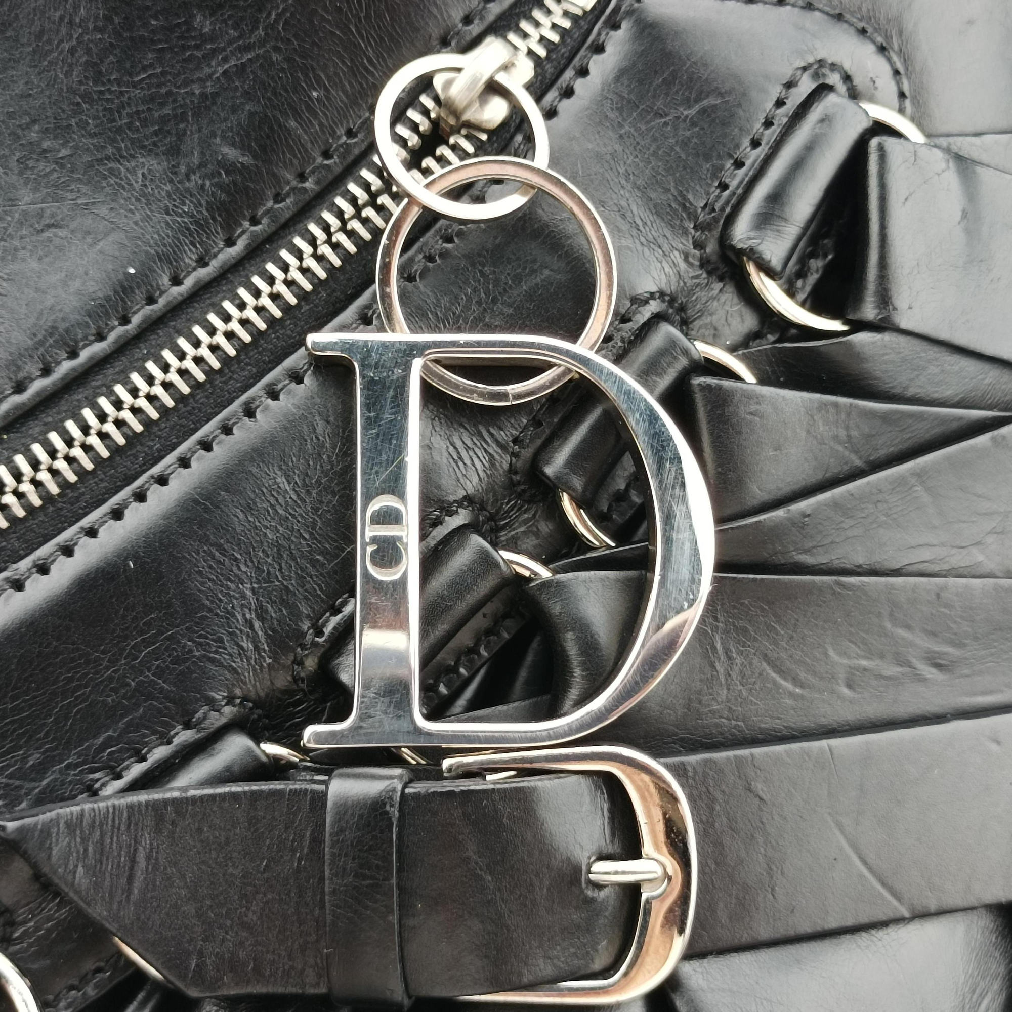 Pre-owned Christian Dior Corset Hobo Black Leather  handbag | stylenewstar