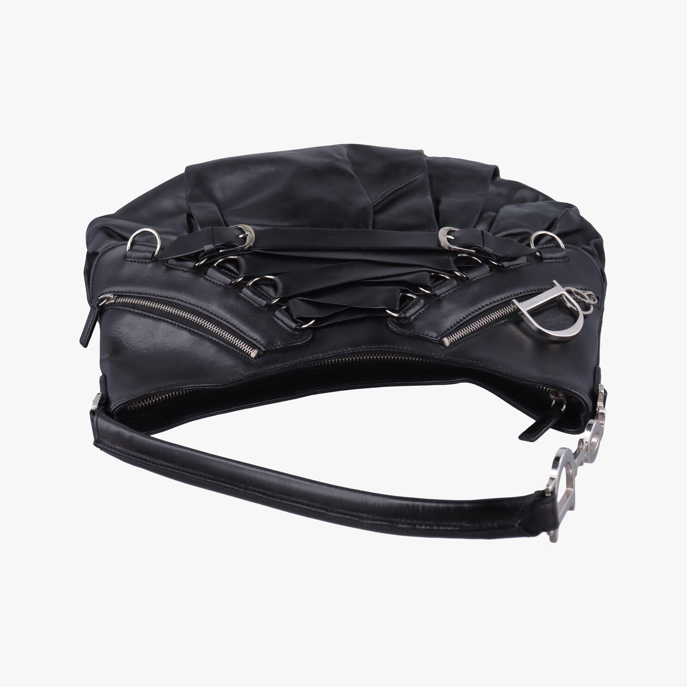 Pre-owned Christian Dior Corset Hobo Black Leather  handbag | stylenewstar