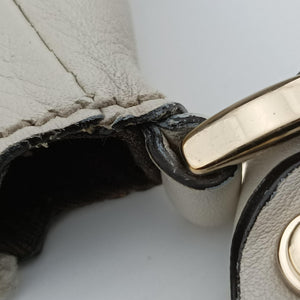 Pre-owned Gucci Abbey D-ring Hobo Beige×White canvas×leather 189833 handbag | stylenewstar