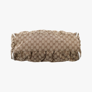 Pre-owned Gucci Abbey D-ring Hobo Beige×White canvas×leather 189833 handbag | stylenewstar