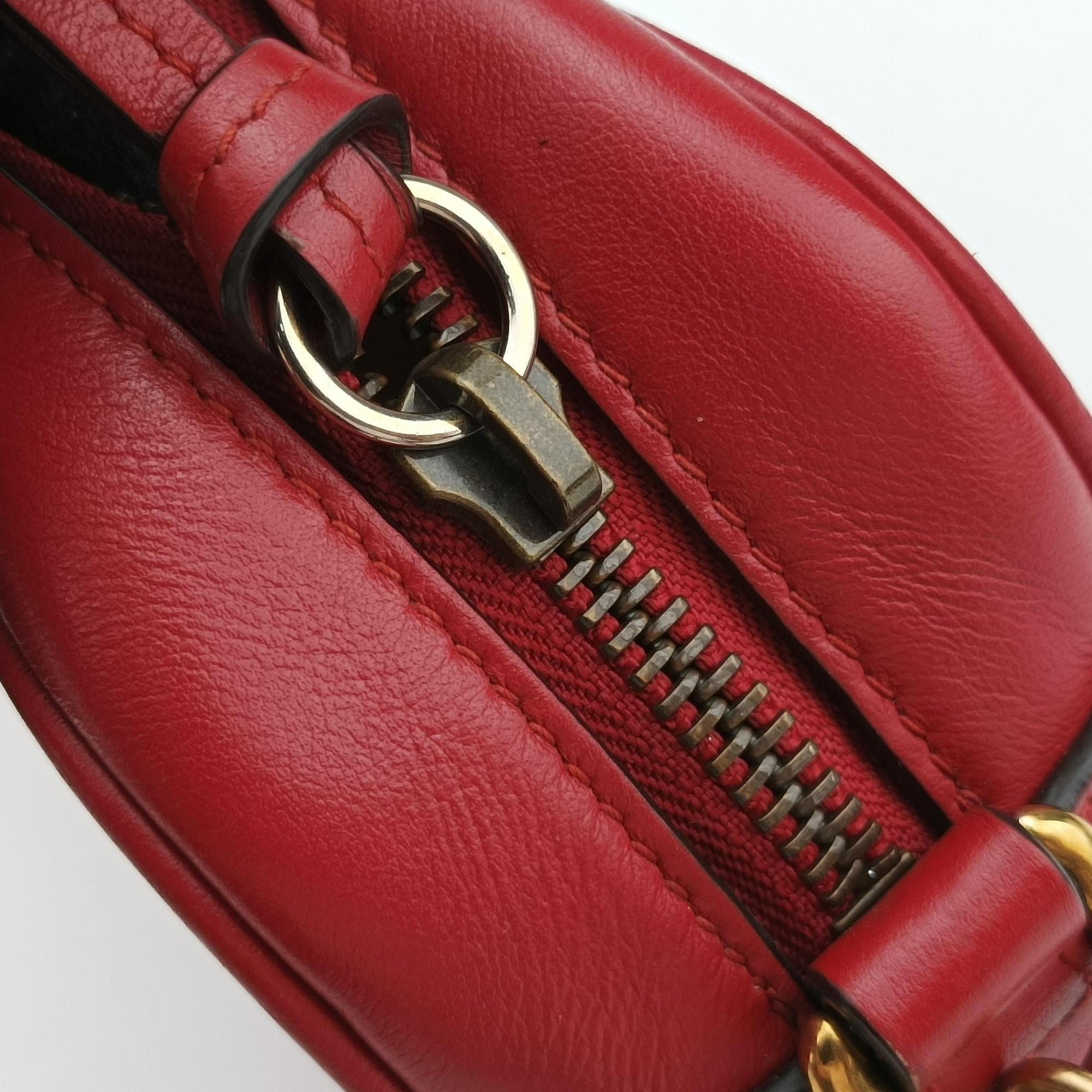 Pre-owned Gucci GG Marmont Red Leather 448065 shoulderbag | stylenewstar