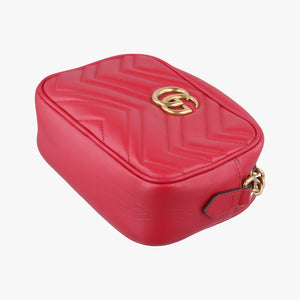 Pre-owned Gucci GG Marmont Red Leather 448065 shoulderbag | stylenewstar
