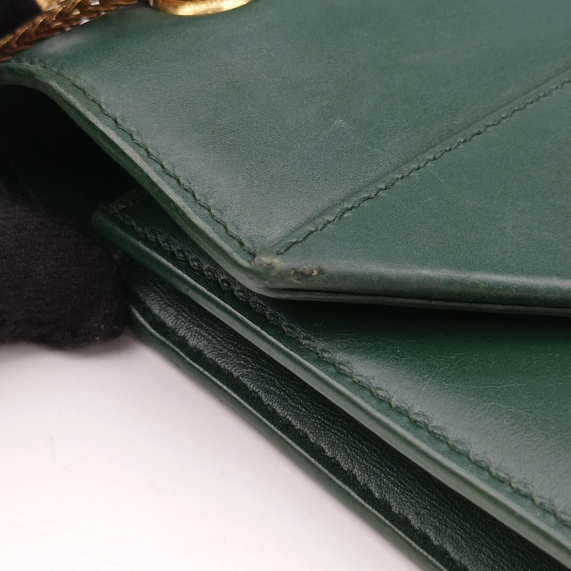 Pre-owned Yves Saint Laurent BETTY Green Leather 314515 shoulderbag | stylenewstar
