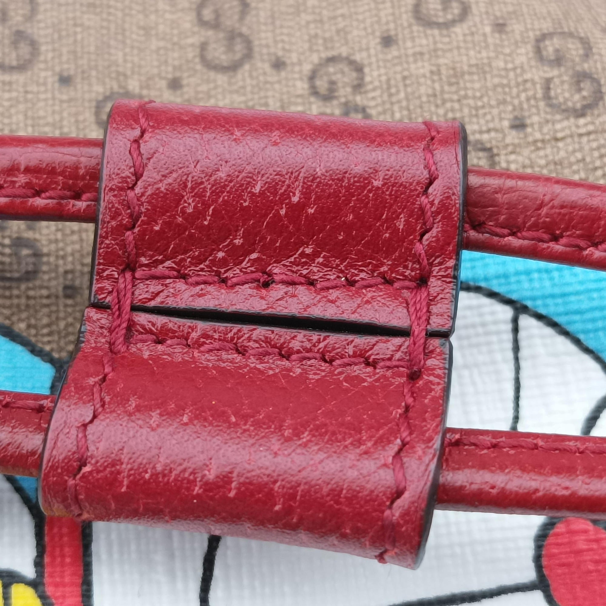 Pre-owned Gucci Doraemon collaboration Brown×Red×Multicolor PVC coated canvas×Leather 647801 shoulderbag | stylenewstar