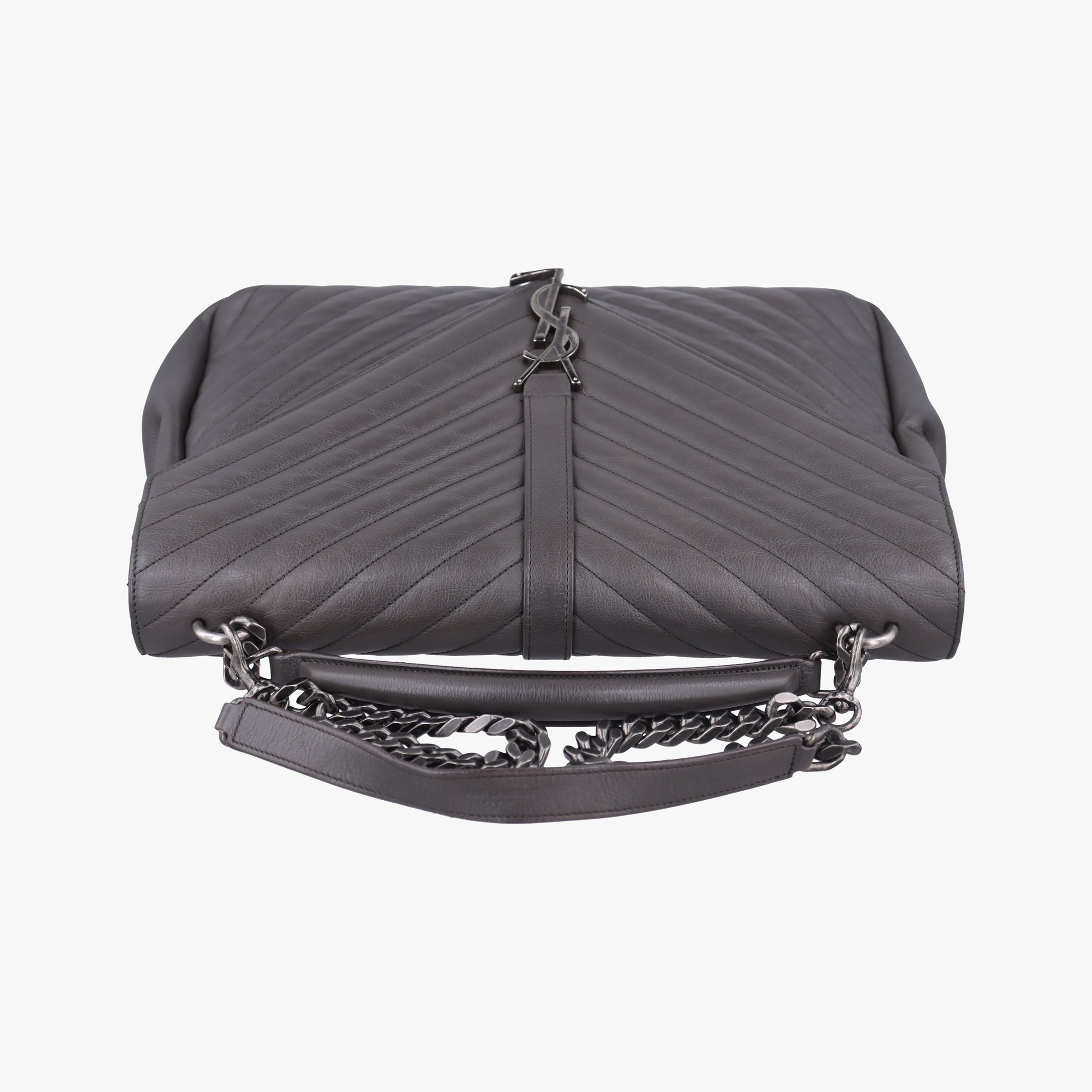 Vintage Yves Saint Laurent COLLEGE Grey Leather 392738 shoulderbag | stylenewstar