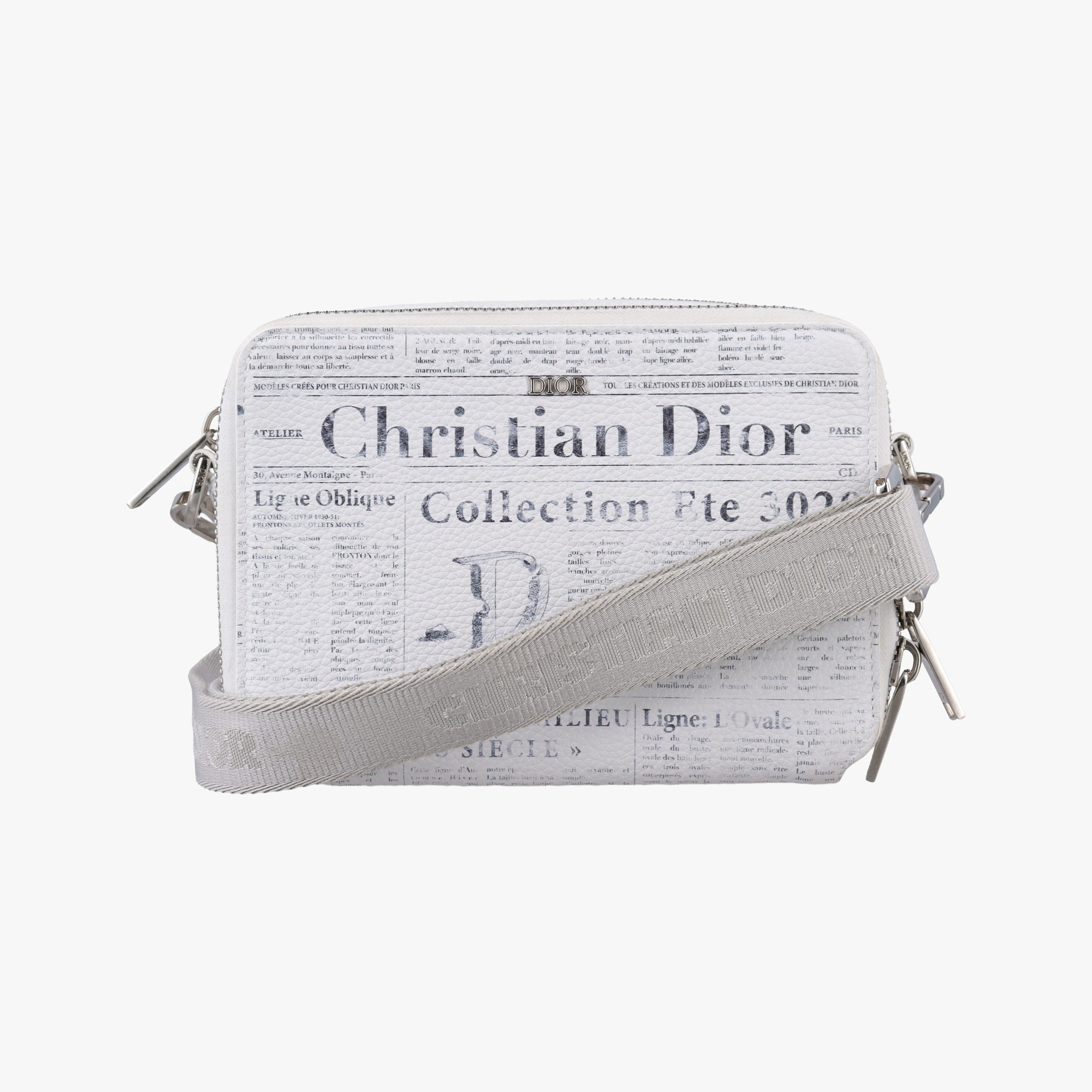 Secondhand Christian Dior Daniel Arsham collaboration Newspaper Print White Leather  shoulderbag | stylenewstar