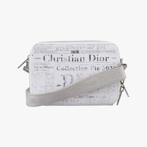 Secondhand Christian Dior Daniel Arsham collaboration Newspaper Print White Leather  shoulderbag | stylenewstar