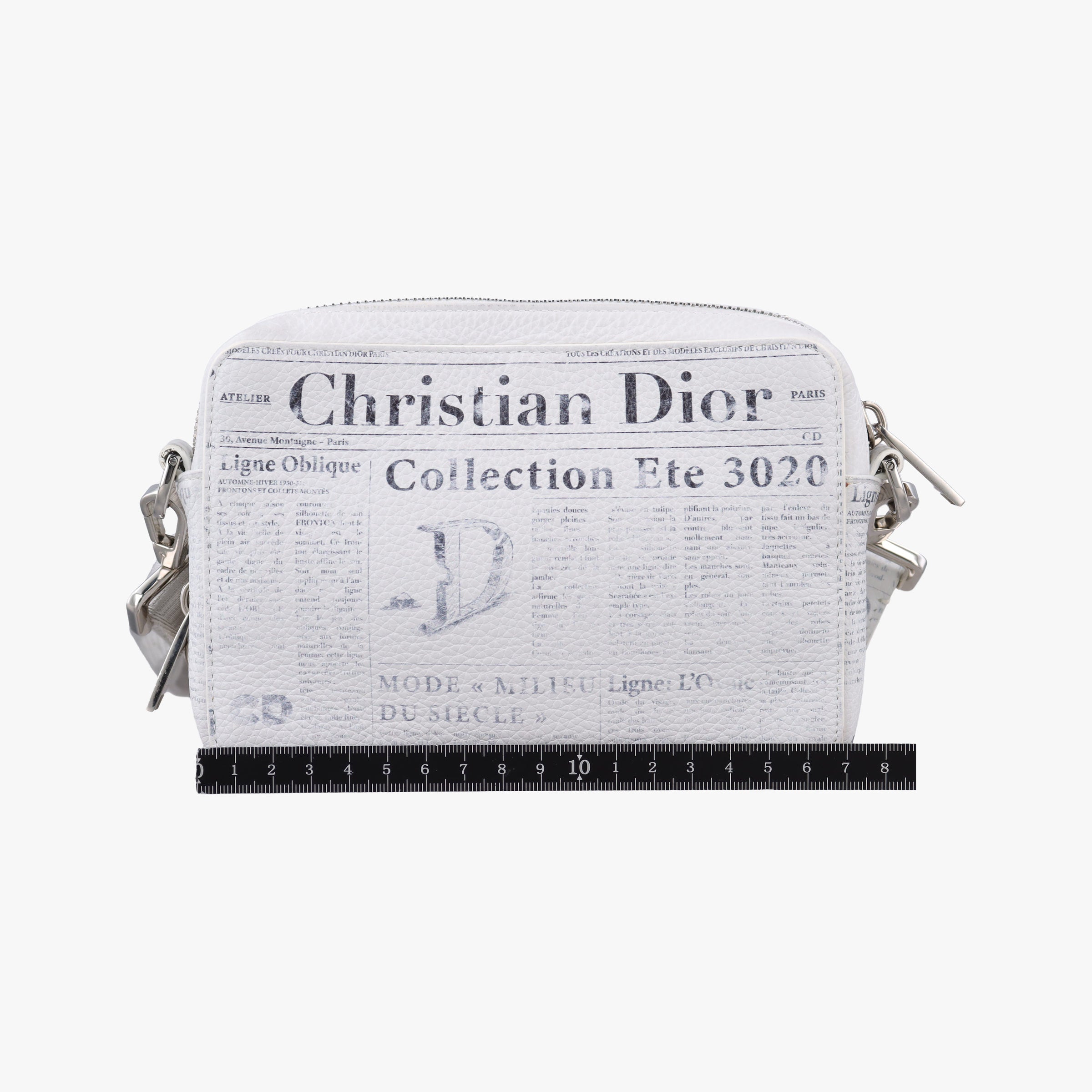 Secondhand Christian Dior Daniel Arsham collaboration Newspaper Print White Leather  shoulderbag | stylenewstar