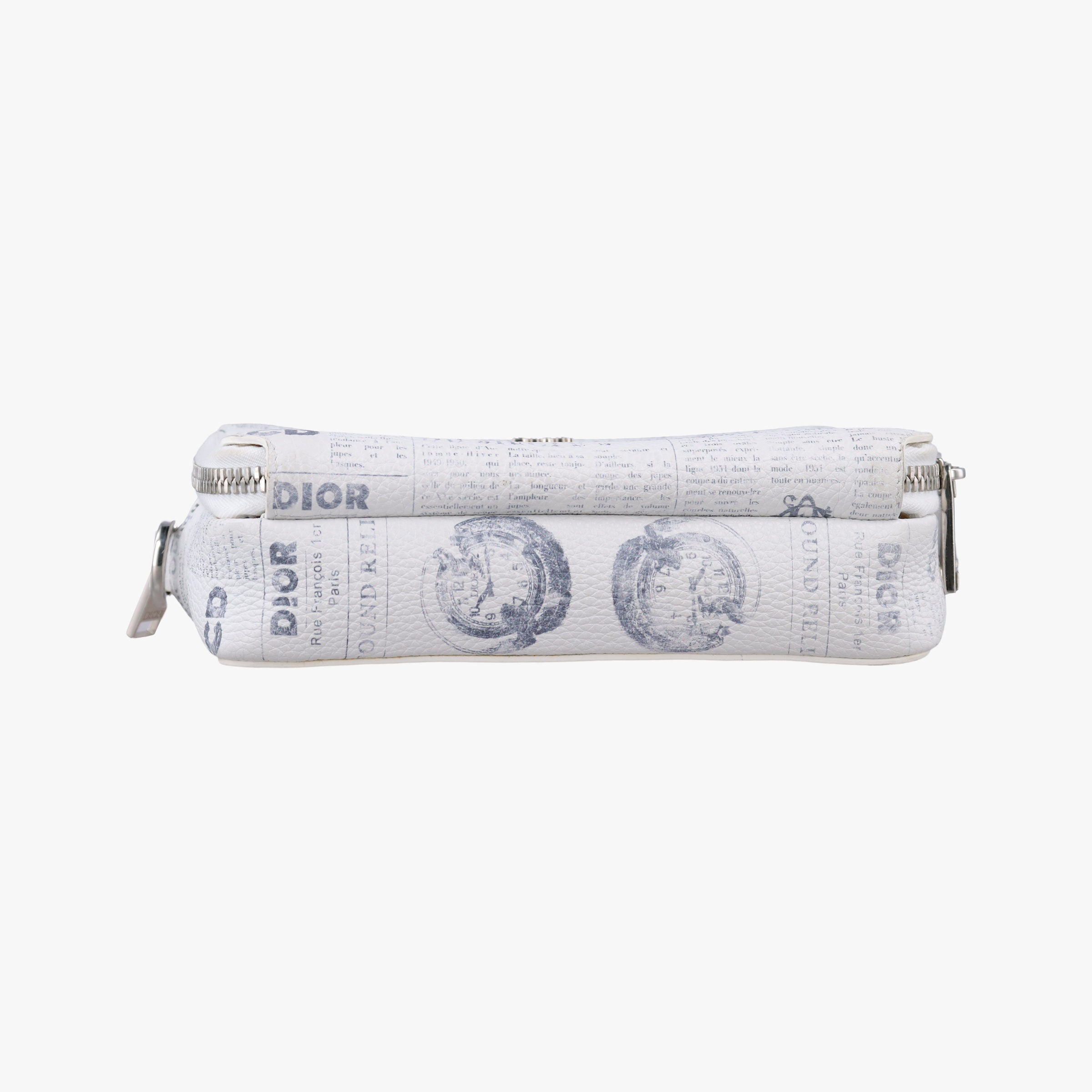 Secondhand Christian Dior Daniel Arsham collaboration Newspaper Print White Leather  shoulderbag | stylenewstar