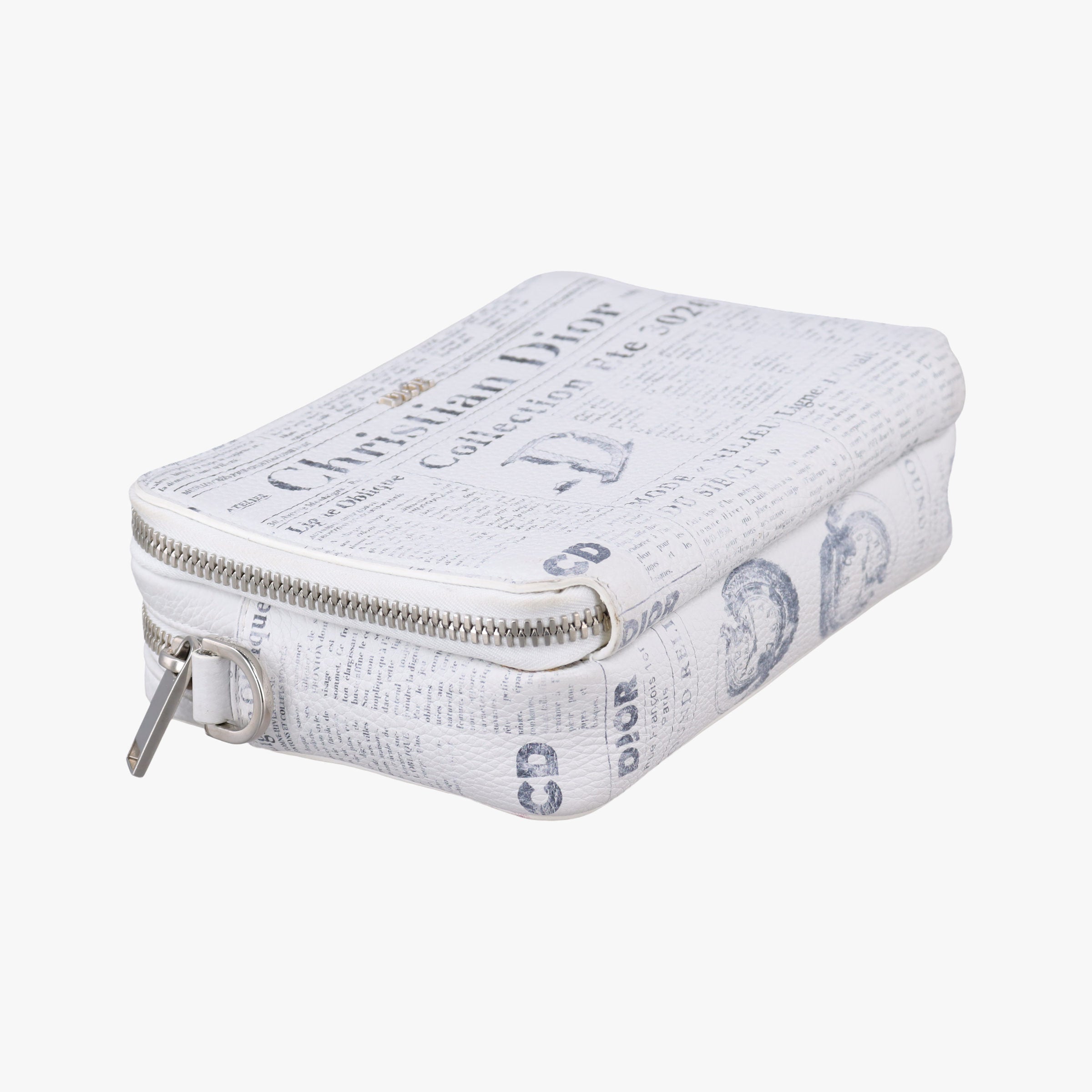 Secondhand Christian Dior Daniel Arsham collaboration Newspaper Print White Leather  shoulderbag | stylenewstar