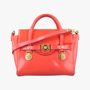 Pre-owned VERSACE SIGNATURE La Medusa Orange Enamel  shoulderbag | stylenewstar