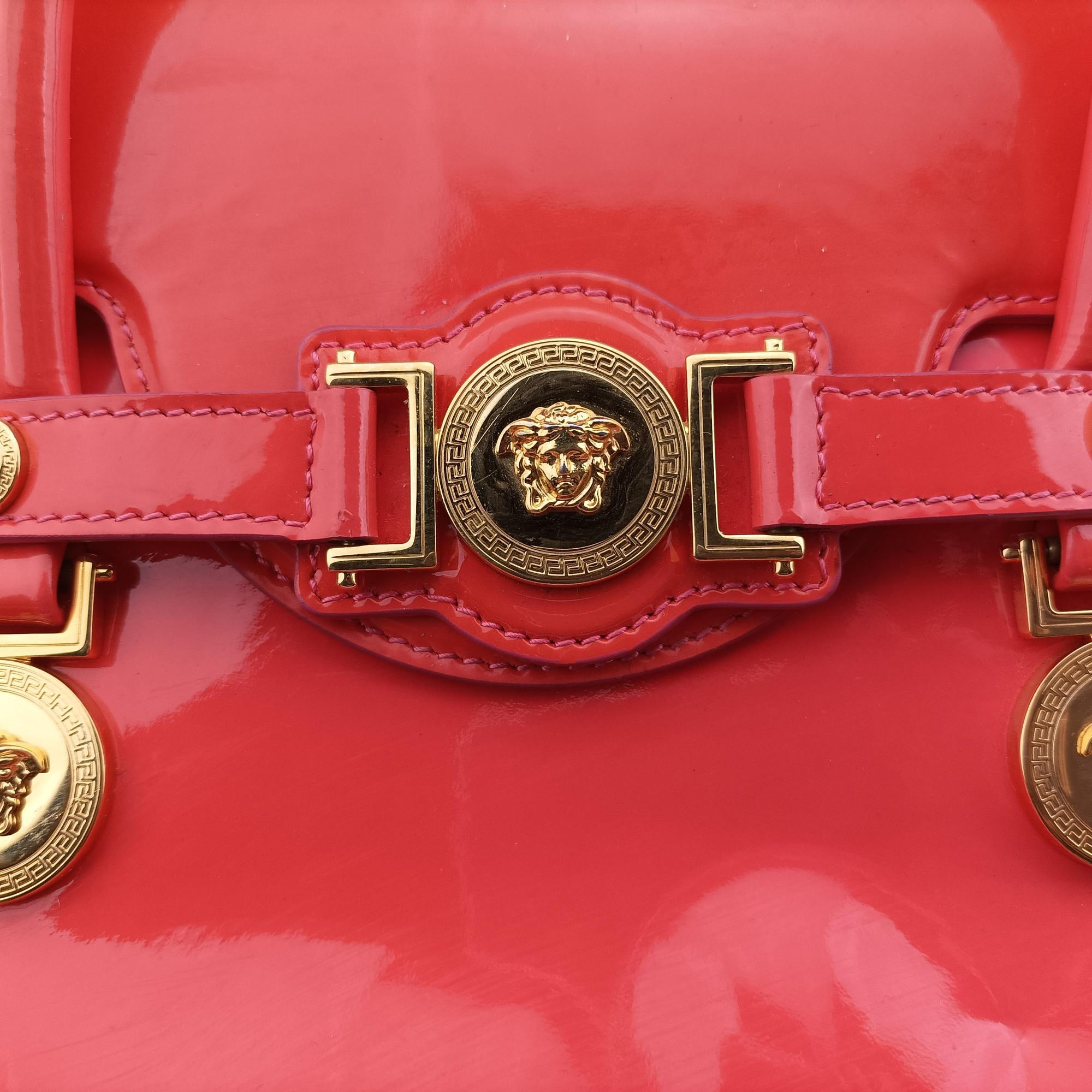 Pre-owned VERSACE SIGNATURE La Medusa Orange Enamel  shoulderbag | stylenewstar