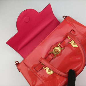 Pre-owned VERSACE SIGNATURE La Medusa Orange Enamel  shoulderbag | stylenewstar
