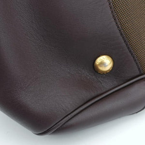Vintage Prada Vitello Daino Trimmed Canapa Logo Frame Brown Fabric × leather BR3508 handbag | stylenewstar