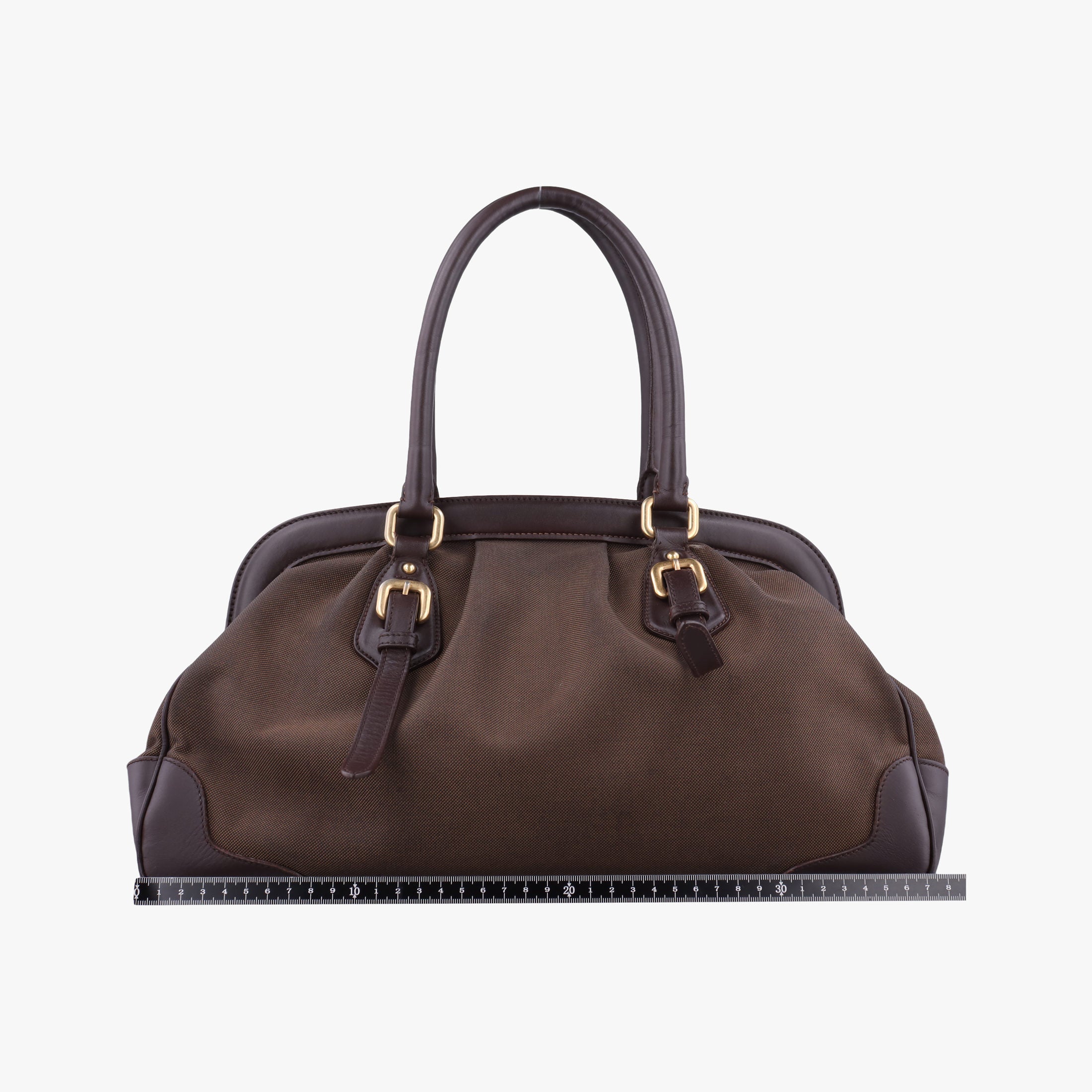 Vintage Prada Vitello Daino Trimmed Canapa Logo Frame Brown Fabric × leather BR3508 handbag | stylenewstar