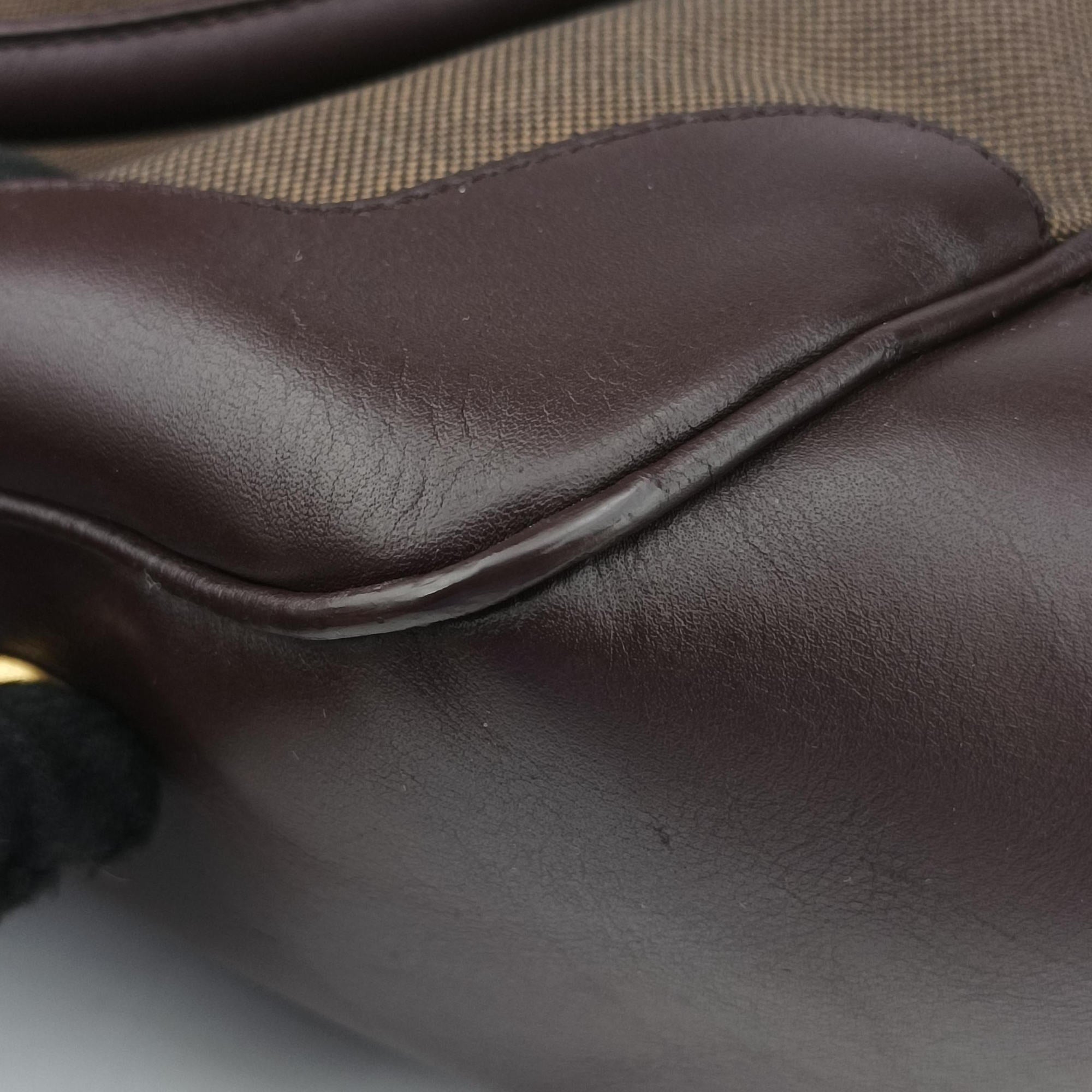 Vintage Prada Vitello Daino Trimmed Canapa Logo Frame Brown Fabric × leather BR3508 handbag | stylenewstar