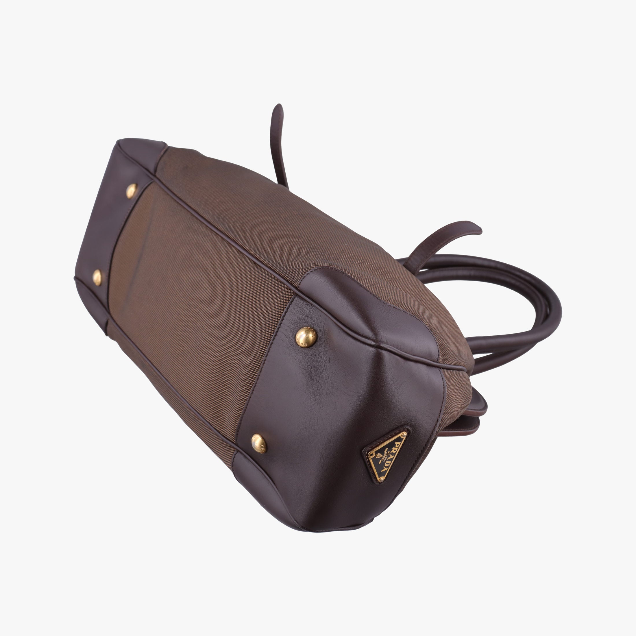 Vintage Prada Vitello Daino Trimmed Canapa Logo Frame Brown Fabric × leather BR3508 handbag | stylenewstar