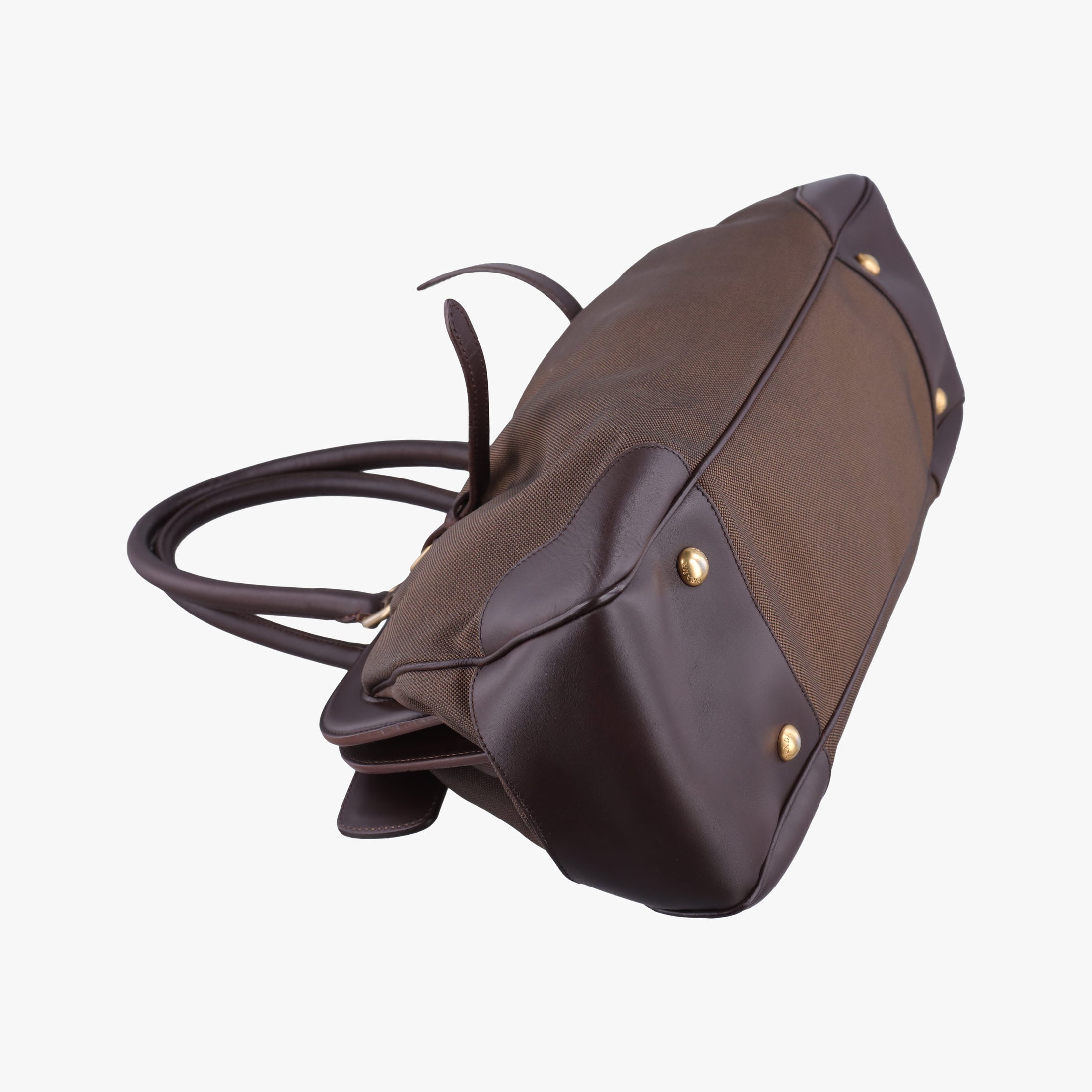 Vintage Prada Vitello Daino Trimmed Canapa Logo Frame Brown Fabric × leather BR3508 handbag | stylenewstar