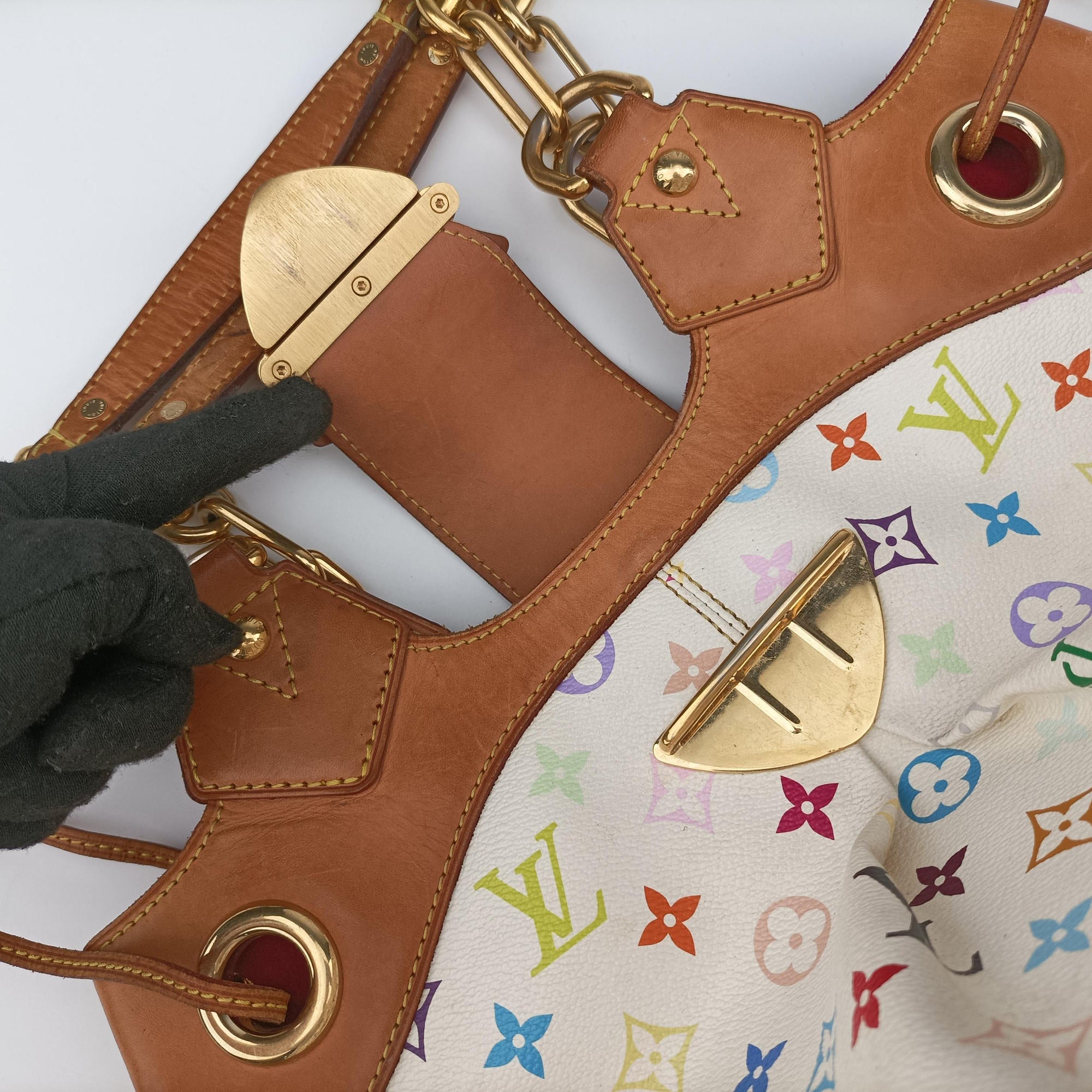 Pre-owned Louis Vuitton URSULA white Monogram Multicolor M40123 handbag | stylenewstar