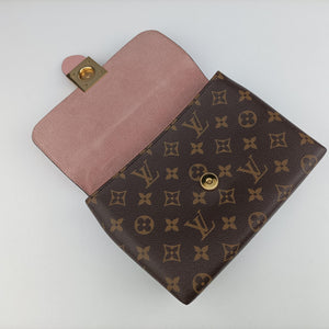 Pre-owned Louis Vuitton LOCKY BB Brown×ROSE POUDRE Monogram Canvas×calf leather M44080 shoulderbag | stylenewstar