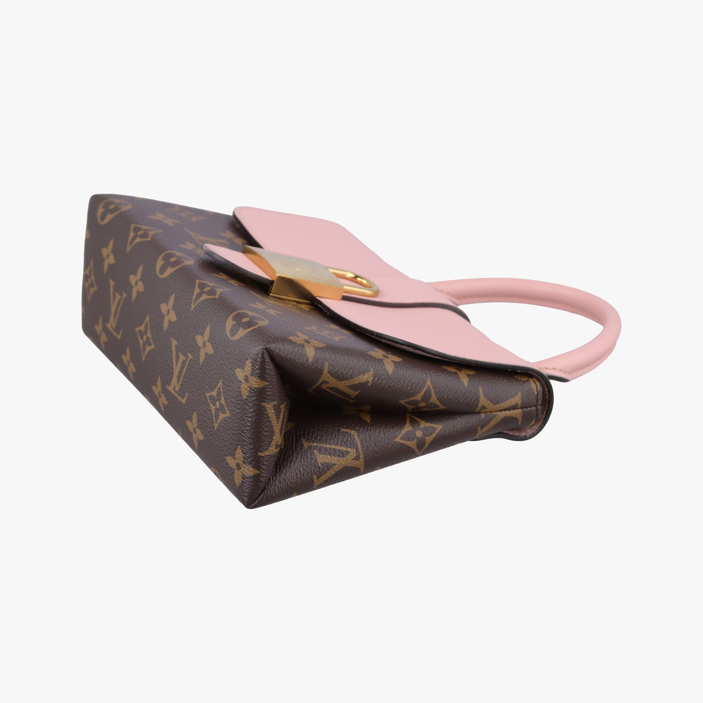 Pre-owned Louis Vuitton LOCKY BB Brown×ROSE POUDRE Monogram Canvas×calf leather M44080 shoulderbag | stylenewstar