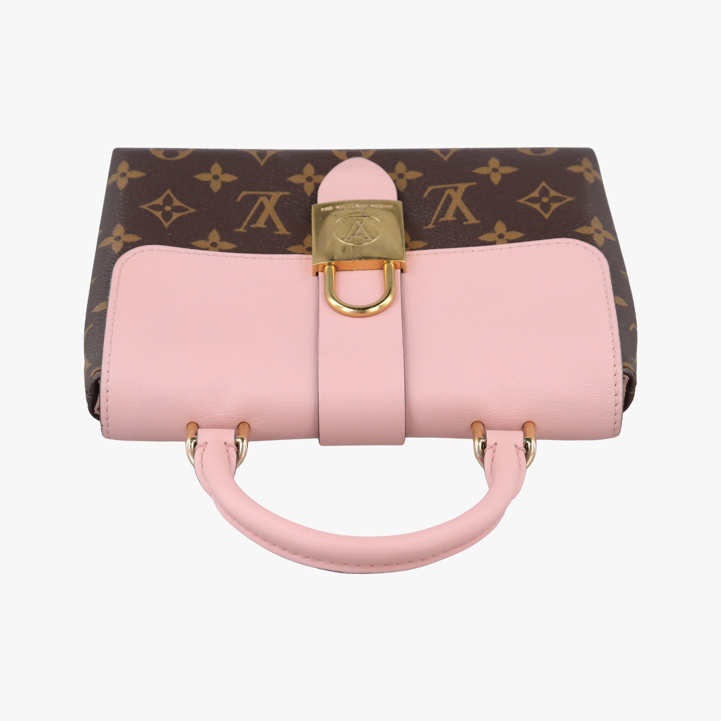 Pre-owned Louis Vuitton LOCKY BB Brown×ROSE POUDRE Monogram Canvas×calf leather M44080 shoulderbag | stylenewstar