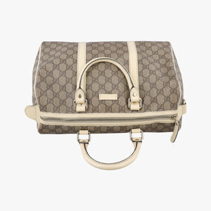 Pre-owned Gucci GG plus Spring Joy GG Supreme BEIGE×WHITE PVC coated canvas 193603 handbag | stylenewstar