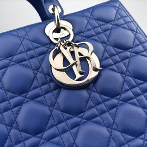 Pre-owned Christian Dior Lady Dior Blue lambskin  handbag | stylenewstar