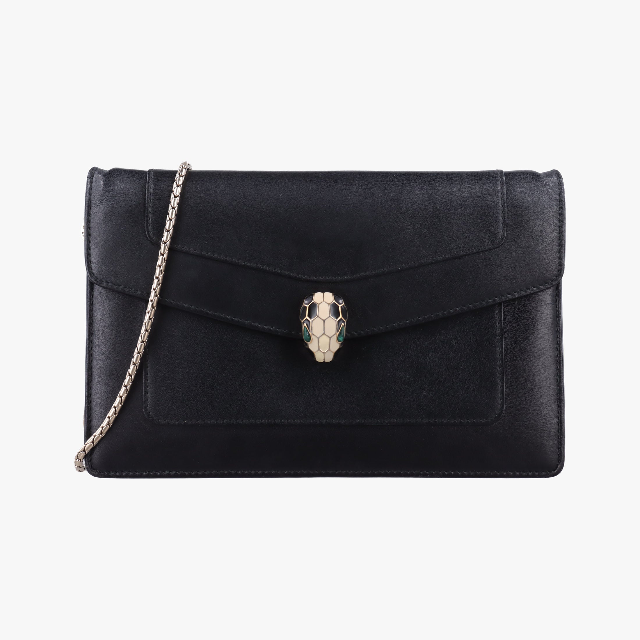 Pre-owned Bvlgari SERPENTI FOREVER Black Leather  shoulderbag | stylenewstar