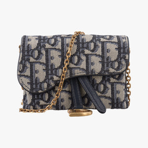 Vintage Christian Dior Saddle Navy×Gray jacquard  shoulderbag | stylenewstar