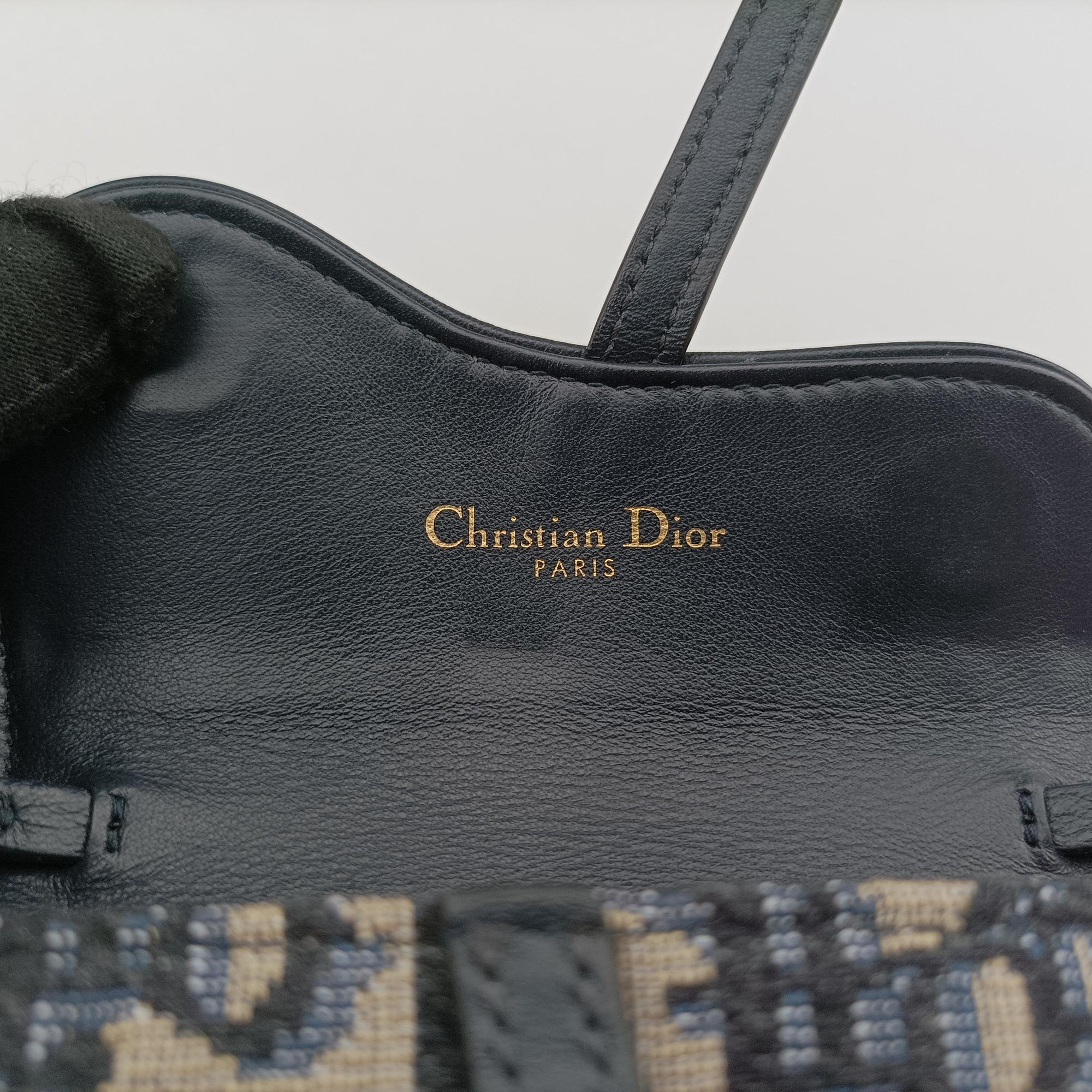 Vintage Christian Dior Saddle Navy×Gray jacquard  shoulderbag | stylenewstar