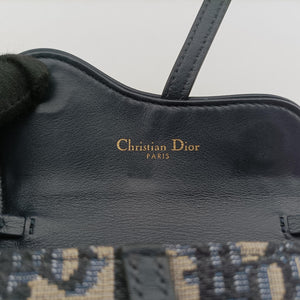 Vintage Christian Dior Saddle Navy×Gray jacquard  shoulderbag | stylenewstar