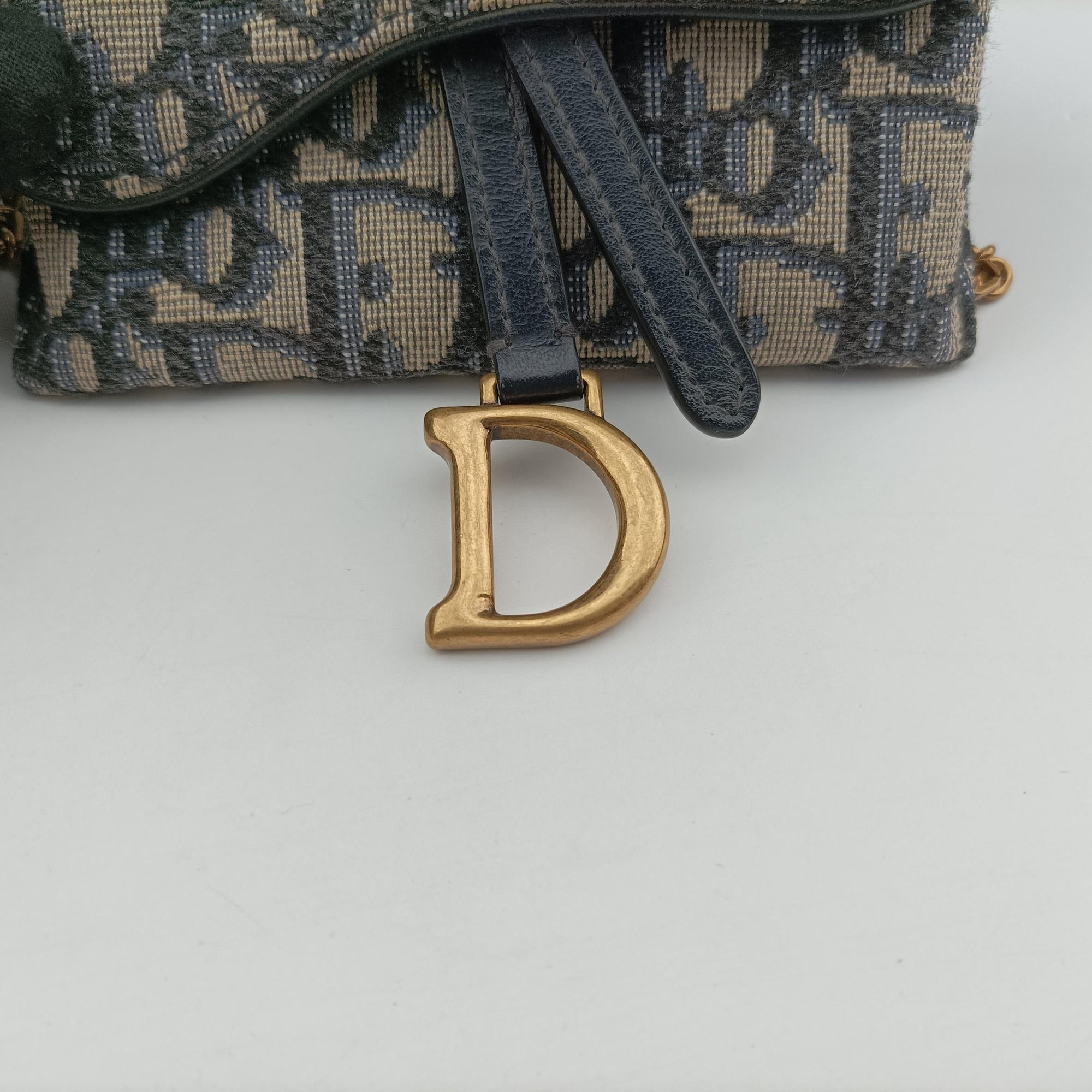 Vintage Christian Dior Saddle Navy×Gray jacquard  shoulderbag | stylenewstar