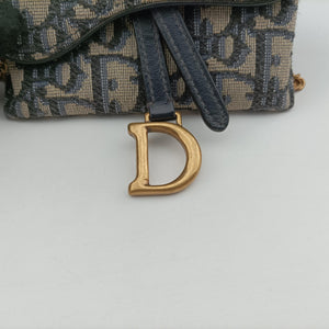 Vintage Christian Dior Saddle Navy×Gray jacquard  shoulderbag | stylenewstar
