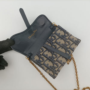 Vintage Christian Dior Saddle Navy×Gray jacquard  shoulderbag | stylenewstar